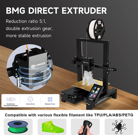 LONGER LK4 X 3D Printer Reviews, Prices, Specs - BMG Direct Extruder - GearBerry